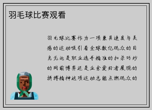 羽毛球比赛观看